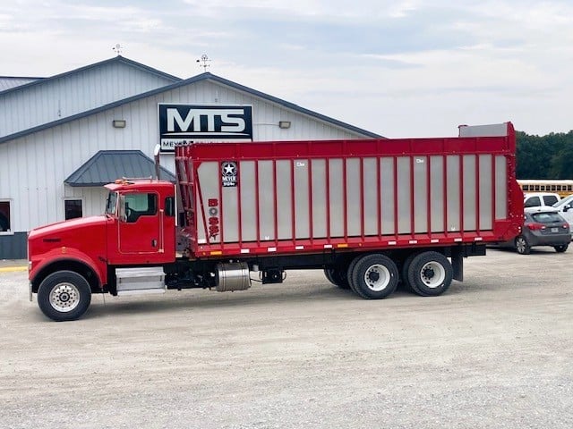 Side of red truck.
