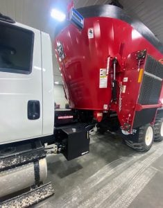 Mixer Truck Build - Close Up of Meyer Mixer Mounted to Truck Frame