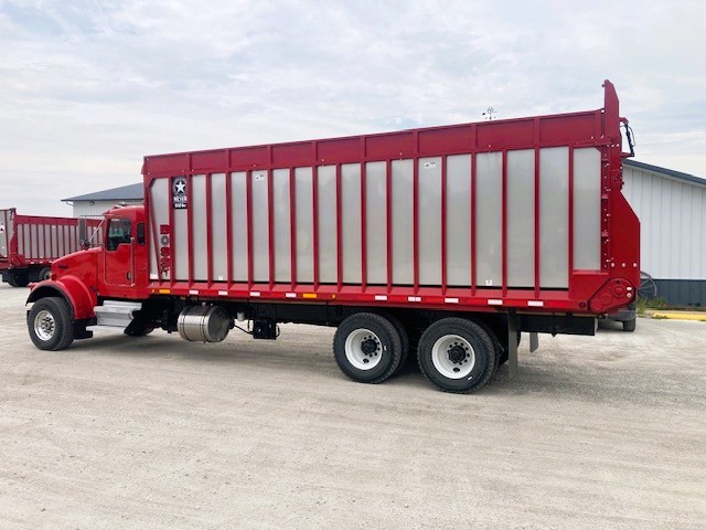 Side of red truck.