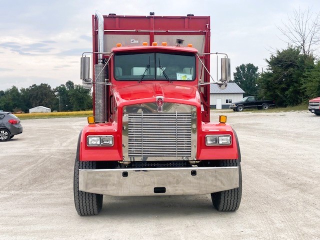 Front of red truck.
