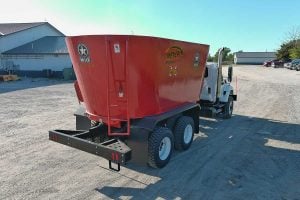 Back-end View of Meyer Formula F700 Mixer Mounted on Truck Chassis